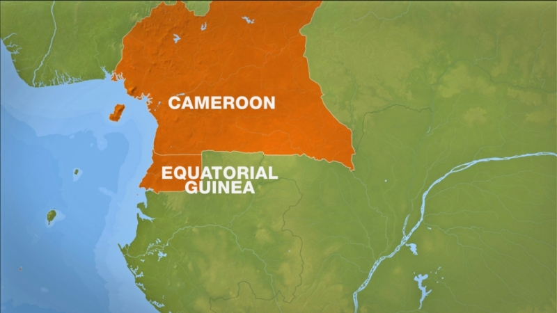 map showing Equatorial Guinea and Cameroon on the West African coast.
