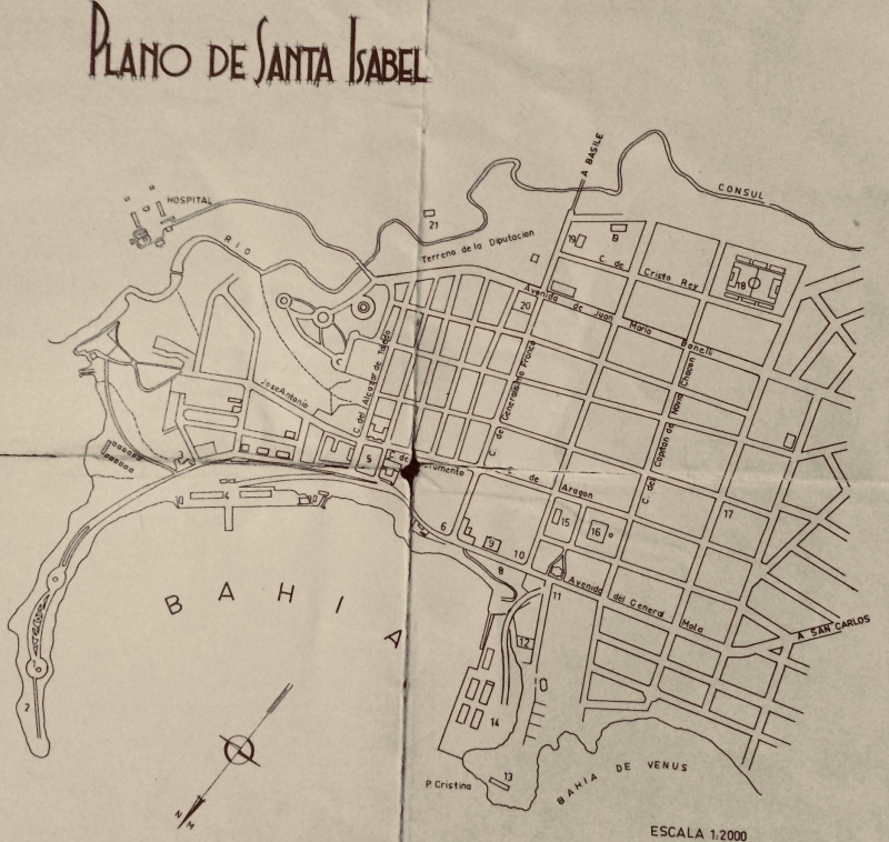 street map of the one-square-mile capital of Equatorial Guinea 1968