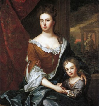 painting of Queen Anne with her son William. He would contract smallpox hours after his eleventh birthday and die soon afterwards,.
